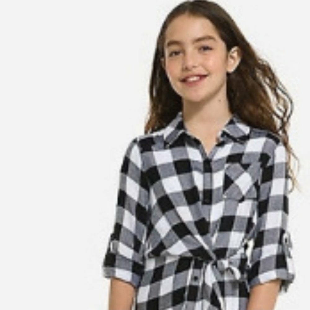 Justice - NWT - Plaid Dress tie front belt school